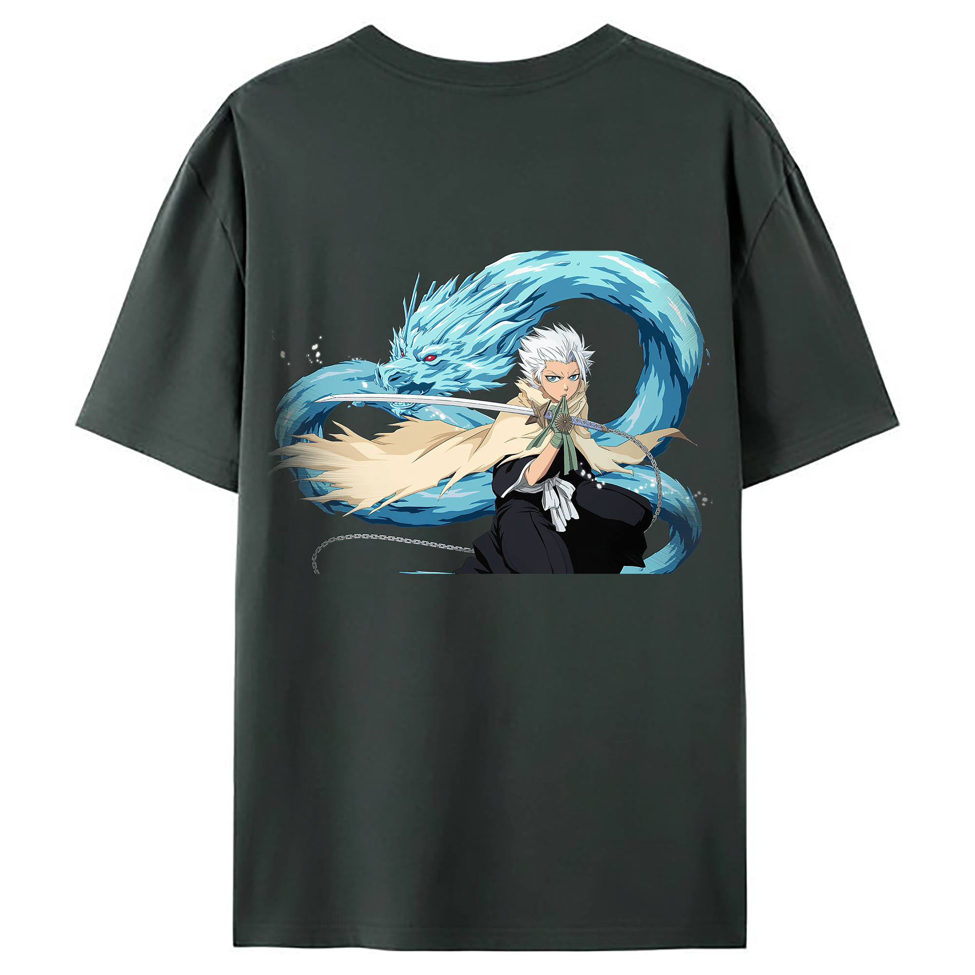 （画像用） ブリーチ 日番谷冬獅郎（ひつがや とうしろう） BLEACH Hitsugaya Toushirou 綿100％ メンズ半袖Tシャツ（バックプリント） 通気性